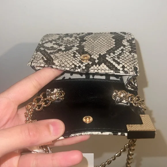 Jessica Simpson mini snake style pattern mini purse bag natural python chain - Picture 6 of 13